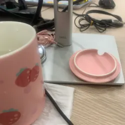 Mb Ly Sứ Hình Trái Cây Màu Hồng Đính Đá - Hộp Đựng Cà Phê Trà Mềm Mại