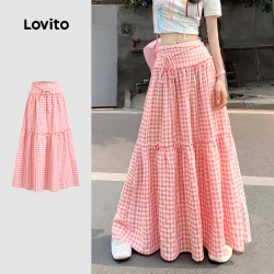 Lovito Váy kẻ sọc dễ thương Váy mùa hè ren cho nữ L128ED480