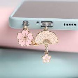 Quạt Chống Bụi Gắn Cổng Sạc Điện Thoại Di Động Hình Hoa Anh Đào 60