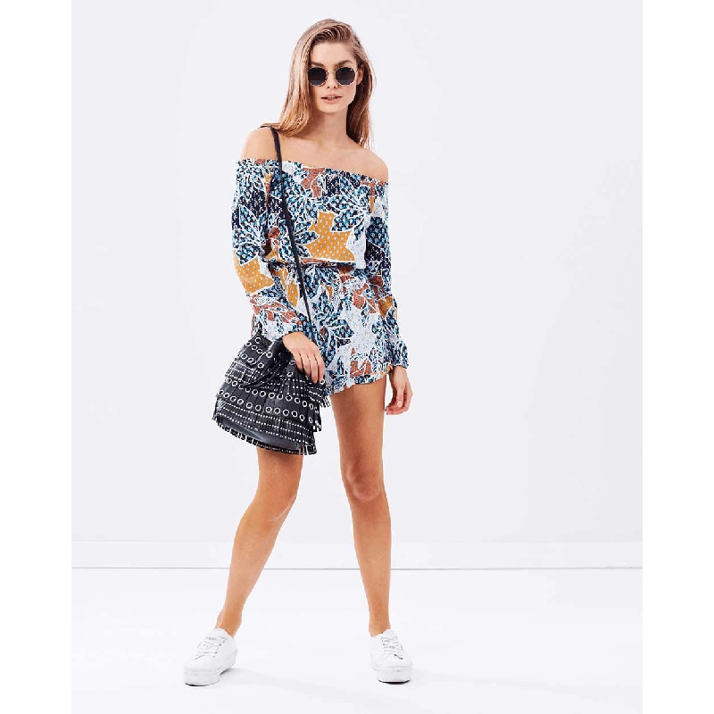 Jumpsuit ngắn bẹt vai, tay dài 2986