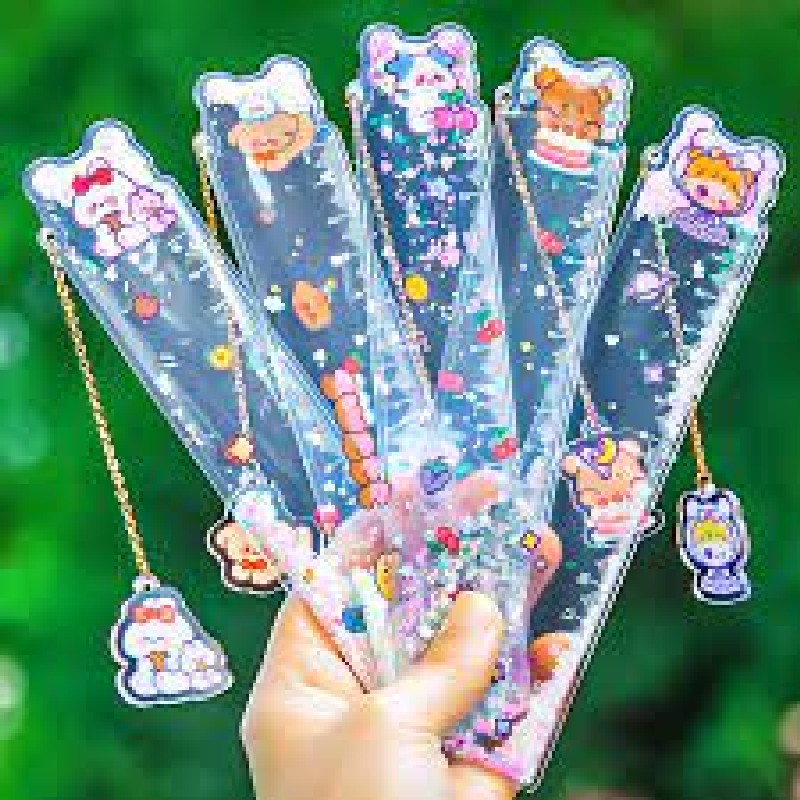 Thước Kẻ Mềm Trong Suốt Có Kim Tuyến Nước Dùng Để Đánh Dấu Trang Sách 59