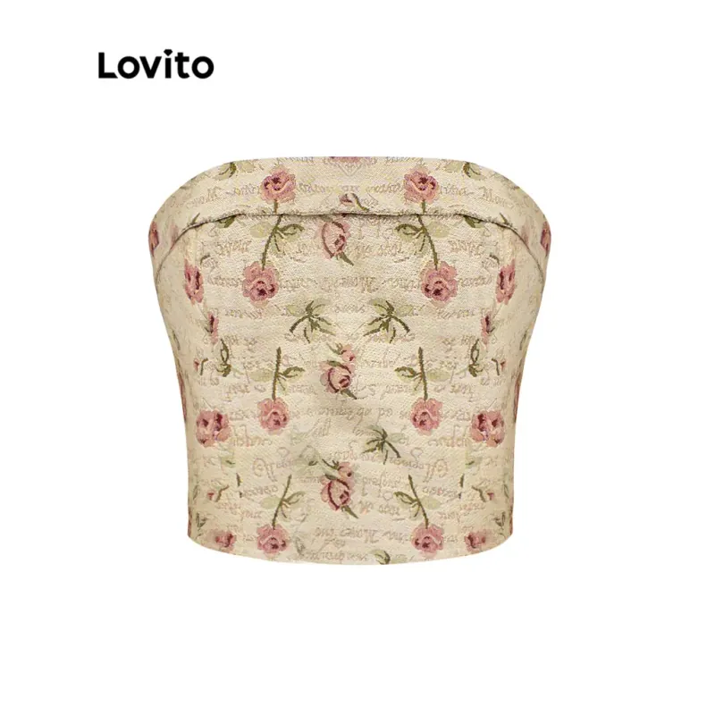 Áo sơ mi nữ Lovito cổ đứng tay dài chất liệu cotton đục lỗ thêu 3899